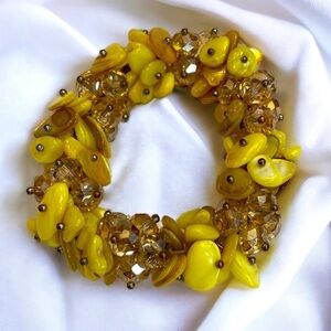 Handmade Abalone Shell Beaded Crystal Stretch Bracelet